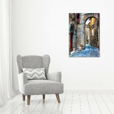 Cuadro de cristal moderno efecto brillo vertical calles italianas