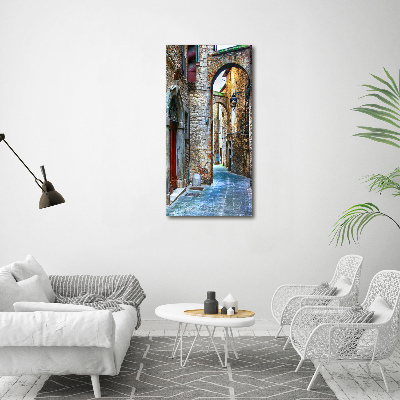 Cuadro de cristal moderno efecto brillo vertical calles italianas