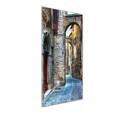 Cuadro de cristal moderno efecto brillo vertical calles italianas
