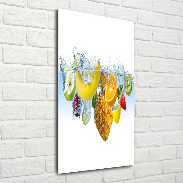 Fotocuadro de cristal elegante para hogar vertical Frutas bajo el agua