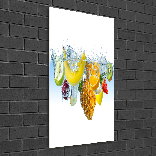 Fotocuadro de cristal elegante para hogar vertical Frutas bajo el agua