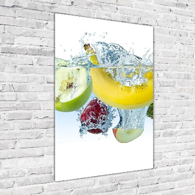 Fotocuadro de cristal elegante para hogar vertical Frutas bajo el agua