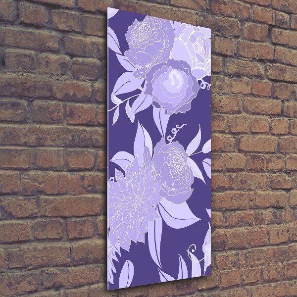Cuadro de cristal moderno efecto brillo vertical Patrón floral