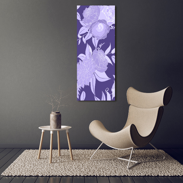 Cuadro de cristal moderno efecto brillo vertical Patrón floral