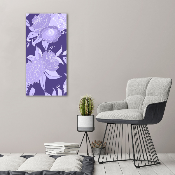 Cuadro de cristal moderno efecto brillo vertical Patrón floral