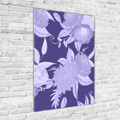 Cuadro de cristal moderno efecto brillo vertical Patrón floral