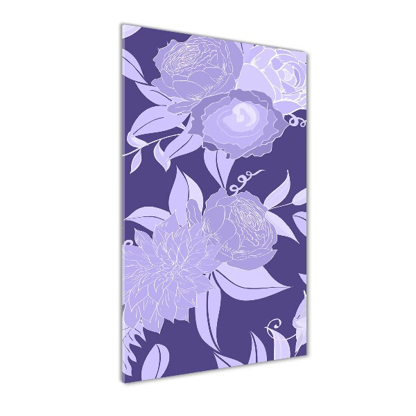 Cuadro de cristal moderno efecto brillo vertical Patrón floral