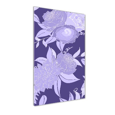 Cuadro de cristal moderno efecto brillo vertical Patrón floral