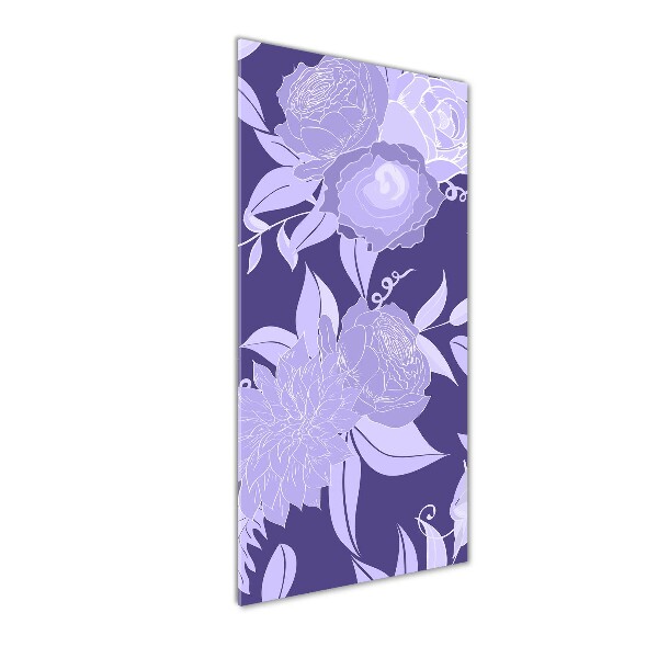 Cuadro de cristal moderno efecto brillo vertical Patrón floral