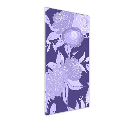 Cuadro de cristal moderno efecto brillo vertical Patrón floral
