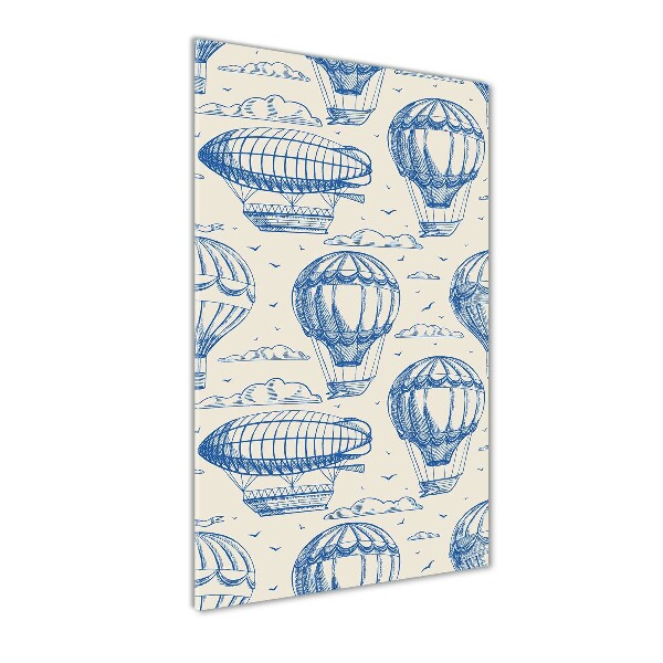 Cuadro de cristal moderno efecto brillo vertical Dirigibles y globos