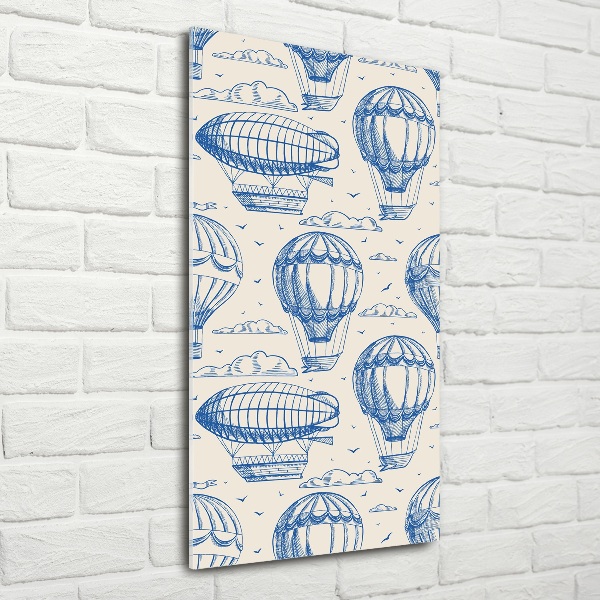 Cuadro de cristal moderno efecto brillo vertical Dirigibles y globos