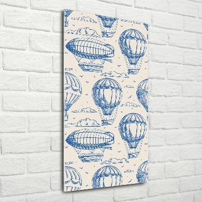 Cuadro de cristal moderno efecto brillo vertical Dirigibles y globos