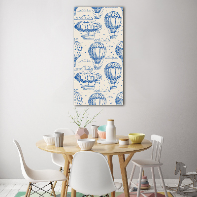Cuadro de cristal moderno efecto brillo vertical Dirigibles y globos
