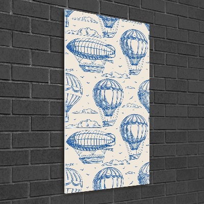 Cuadro de cristal moderno efecto brillo vertical Dirigibles y globos