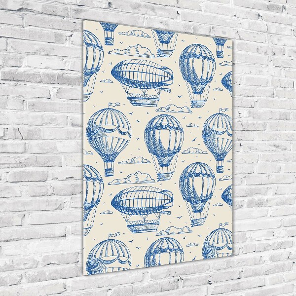 Cuadro de cristal moderno efecto brillo vertical Dirigibles y globos