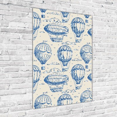 Cuadro de cristal moderno efecto brillo vertical Dirigibles y globos