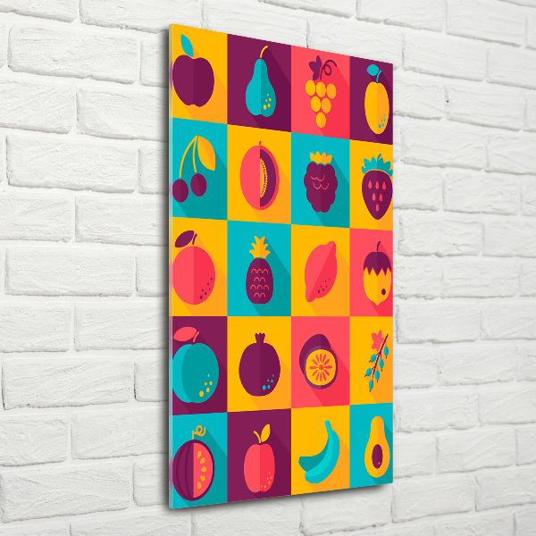 Cuadro decorativo en cristal con canto pulido vertical Fruta