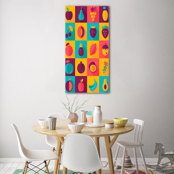 Cuadro decorativo en cristal con canto pulido vertical Fruta