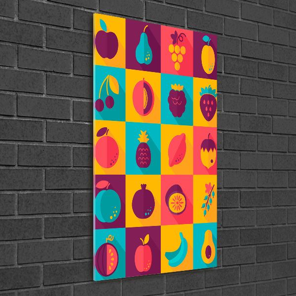Cuadro decorativo en cristal con canto pulido vertical Fruta