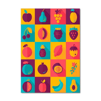 Cuadro decorativo en cristal con canto pulido vertical Fruta