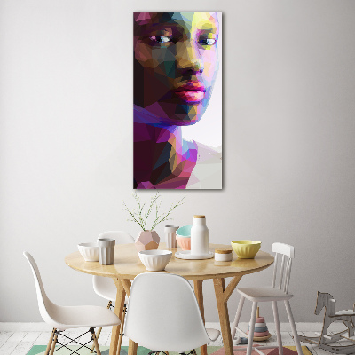 Cuadro decorativo en cristal con canto pulido vertical Mujer abstracta
