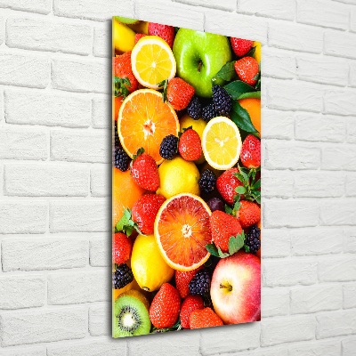 Cuadro de cristal moderno efecto brillo vertical Fruta