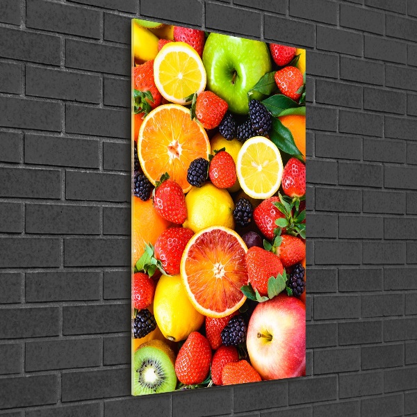 Cuadro de cristal moderno efecto brillo vertical Fruta