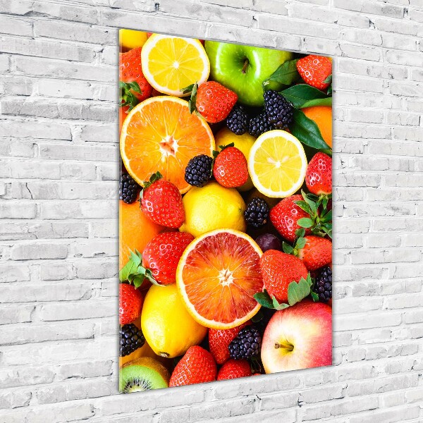 Cuadro de cristal moderno efecto brillo vertical Fruta