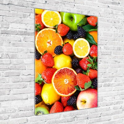 Cuadro de cristal moderno efecto brillo vertical Fruta