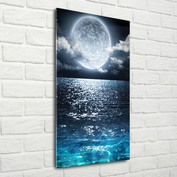 Fotocuadro de cristal elegante para hogar vertical Luna llena