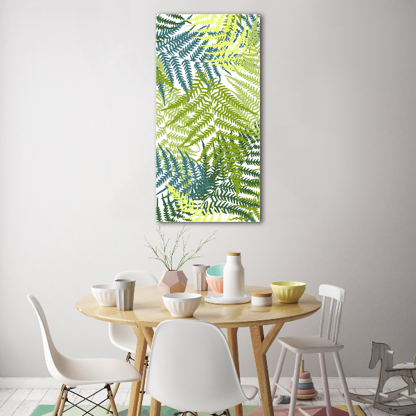 Cuadro de vidrio templado 4mm para pared vertical hojas de helecho