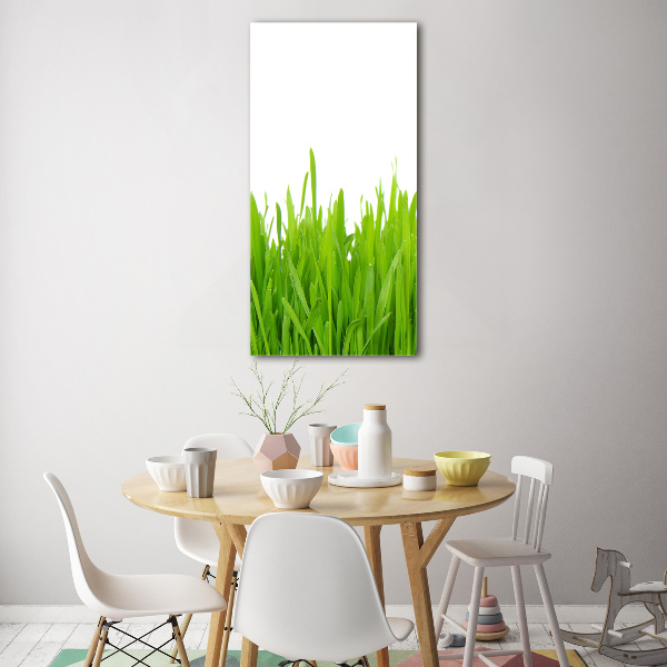 Fotocuadro de cristal elegante para hogar vertical Hierba verde