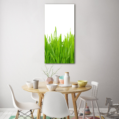 Fotocuadro de cristal elegante para hogar vertical Hierba verde