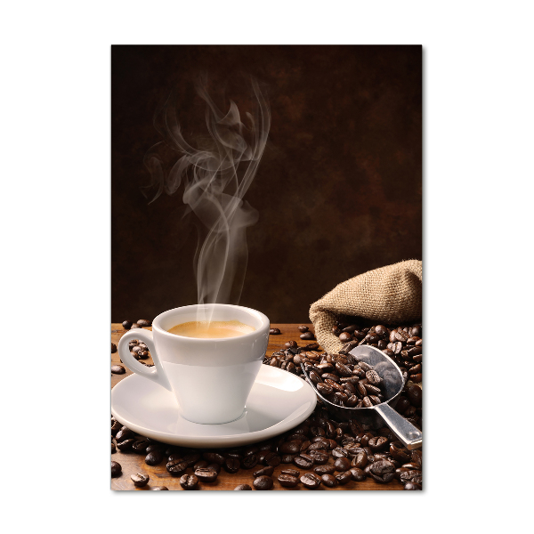 Cuadro de vidrio templado 4mm para pared vertical Una taza de café