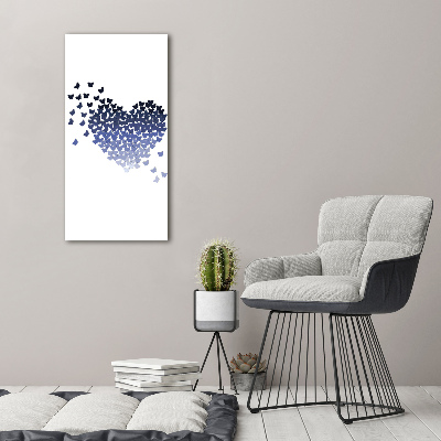 Cuadro decorativo en cristal con canto pulido vertical Corazón de mariposas
