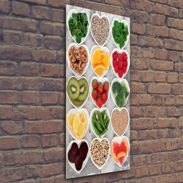Fotocuadro de cristal elegante para hogar vertical Comida saludable