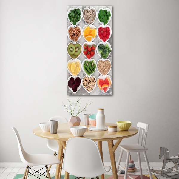 Fotocuadro de cristal elegante para hogar vertical Comida saludable