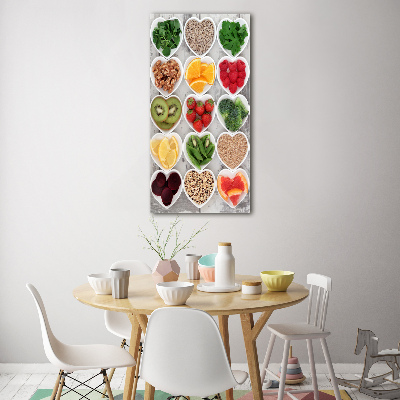 Fotocuadro de cristal elegante para hogar vertical Comida saludable