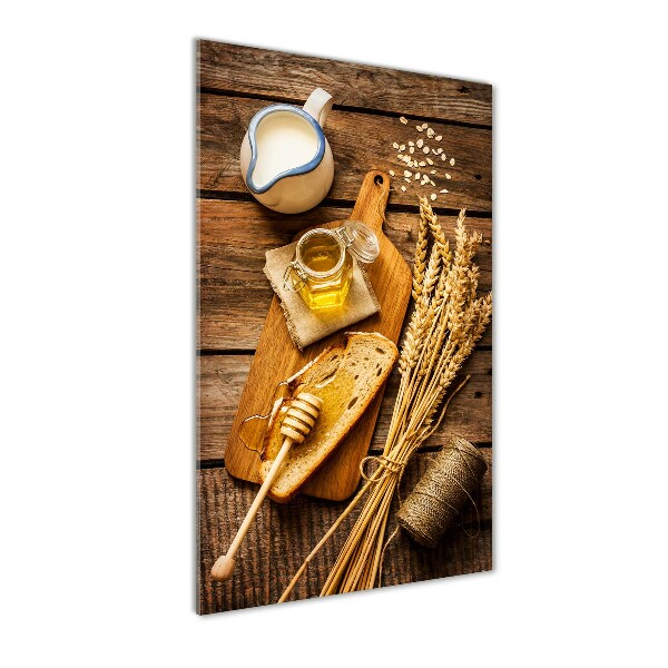 Cuadro de cristal moderno efecto brillo vertical Desayuno