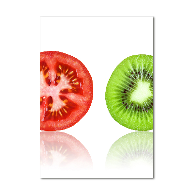 Cuadro decorativo en cristal con canto pulido vertical Frutas y verduras
