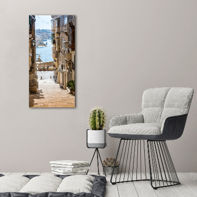 Cuadro decorativo en cristal con canto pulido vertical Calles de Malta