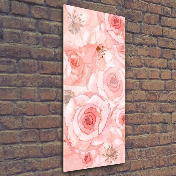Cuadro de cristal moderno efecto brillo vertical Patrón floral
