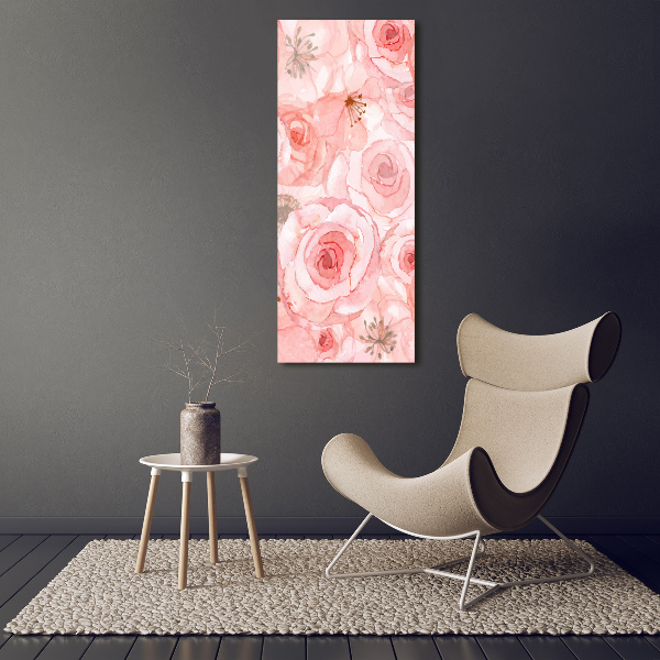Cuadro de cristal moderno efecto brillo vertical Patrón floral