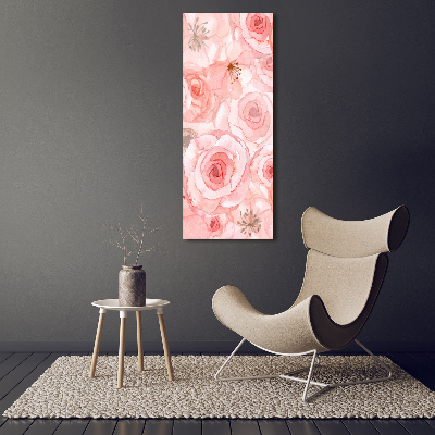 Cuadro de cristal moderno efecto brillo vertical Patrón floral