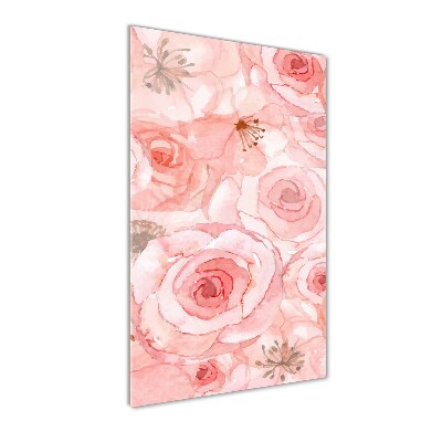 Cuadro de cristal moderno efecto brillo vertical Patrón floral