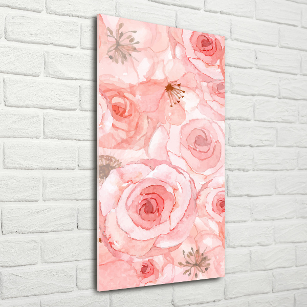 Cuadro de cristal moderno efecto brillo vertical Patrón floral