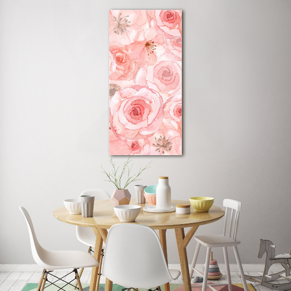 Cuadro de cristal moderno efecto brillo vertical Patrón floral