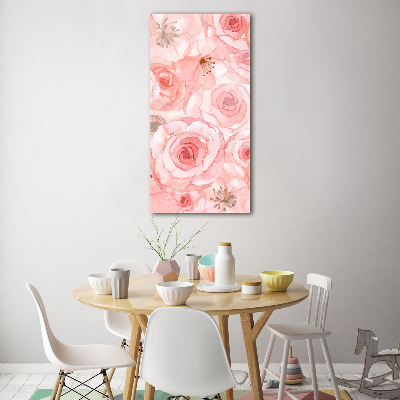 Cuadro de cristal moderno efecto brillo vertical Patrón floral