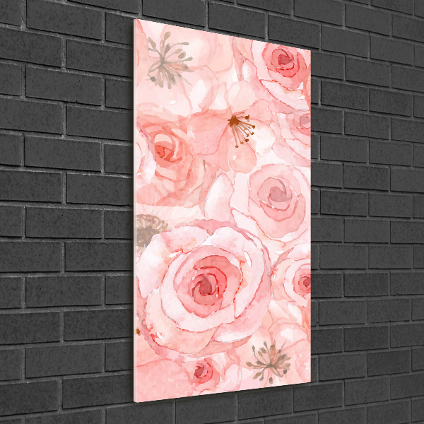 Cuadro de cristal moderno efecto brillo vertical Patrón floral